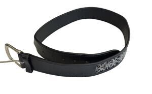 Ovation Riding Leather Equestrian Belt Black Silver Buckle English HJ Girls XL